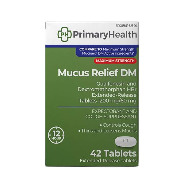 PRIMARY HEALTH MUCUS RELIEF DM MAXIMUM STRENGTH DEXTROMETHORPHAN 60MG, GUAIFENESIN 1200MG, EXTENDED-RELEASE TABLETS, 42COUNT