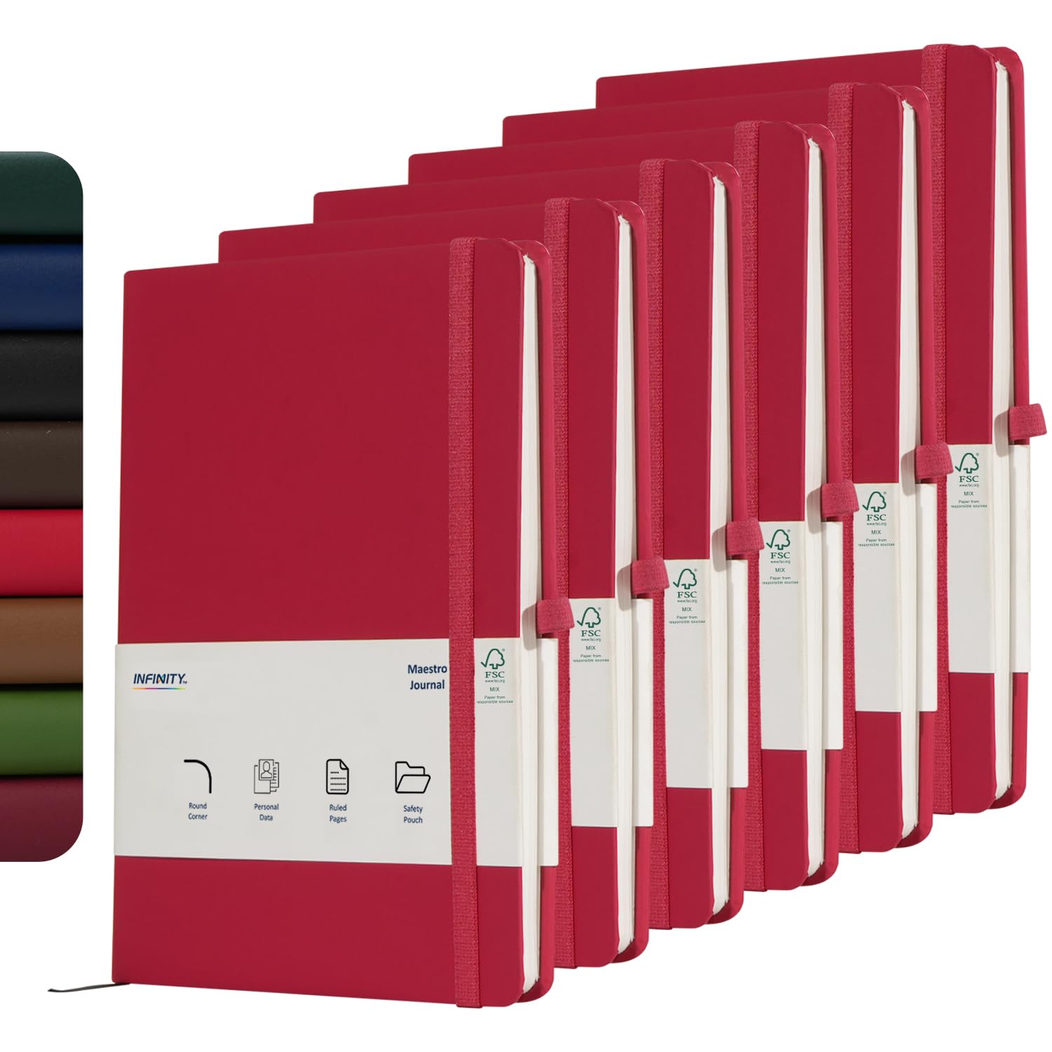 Infinity Notebook Journal, Maestro Journal Notebook Ruled Paper - A5 size 80 GSM Thick Lined Paper Hard Cover Classic Writing Journals, Diary with Rear Pocket & Pen Holder