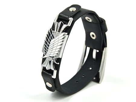 CoolChange Attack on Titan PU-Leder Armband mit Wappen des Aufklärungstrupp aus Metall