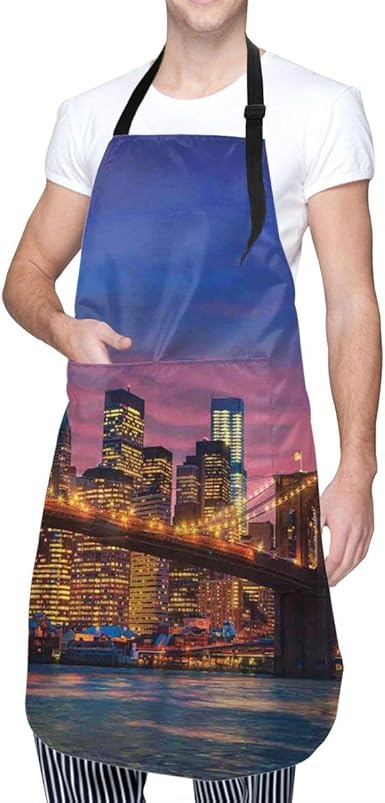 COFEIYISI Delantal de Cocina Nueva York que nunca duerme Reflexiones