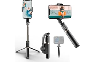 FISHERFANS Gimbal Stabilizer for Smartphone,Selfie Stick Tripod with Remote Control Auto Balance 360° Rotation 1-Axis Phone Gimbal for Group Selfies Live Streaming Video Recording