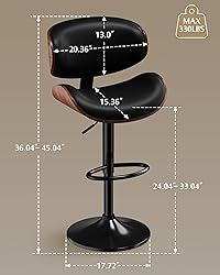 Aowos Bar Stools Set of 2, Adjustable Swivel