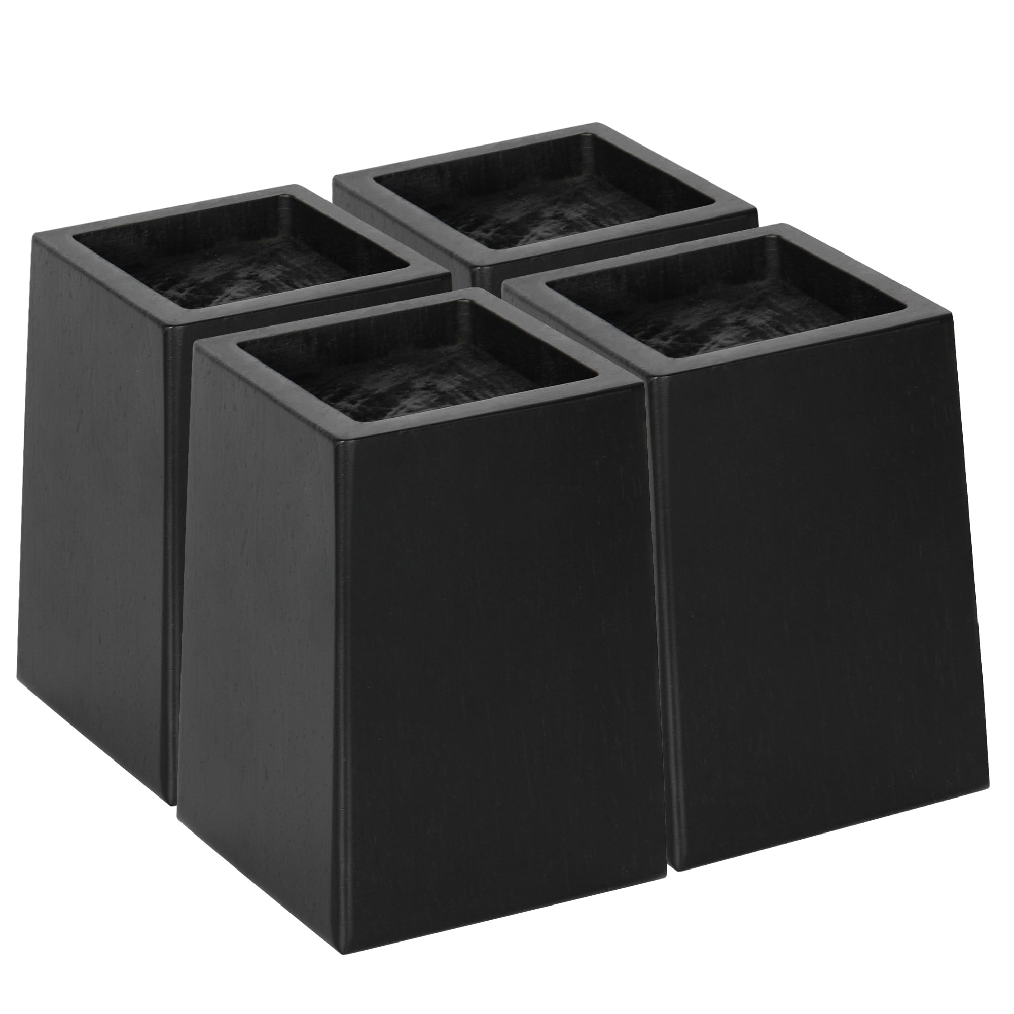 TQVAI Wood Bed Risers 5 Inch (Inner 4.5" H), Furniture Risers Supports up to 2200 lbs Heavy Duty for Sofa Desk Couch Table, 4 Pack Table Legs Support with Non-Slip Rubber Pad, Black