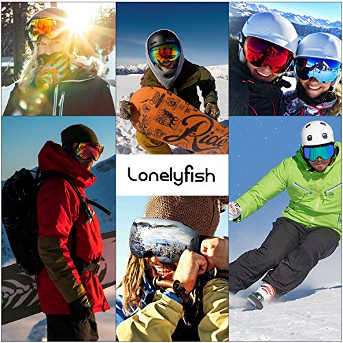 Ski Goggles, Frameless Snowboard Goggles Interchangeable Double Lens with Elastic Strap&Protective Case for Men Women - Anti Fog, 100% UV400 Protection, FDA & CE Approved (Silver(VLT18.5%)