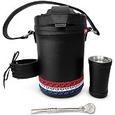 Gen&eacute;rico Kit Terer&eacute; Yerba Mate LUK termos |Negro Dise&ntilde;o &Ntilde;anduti Paraguay| Set Terer&eacute; Yerba Mate termos + Bombilla + Guampa Vaso