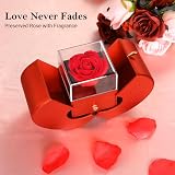 Emibele Preserved Red Rose & Heart Necklace Gift for Mom Grandma Wife view 2