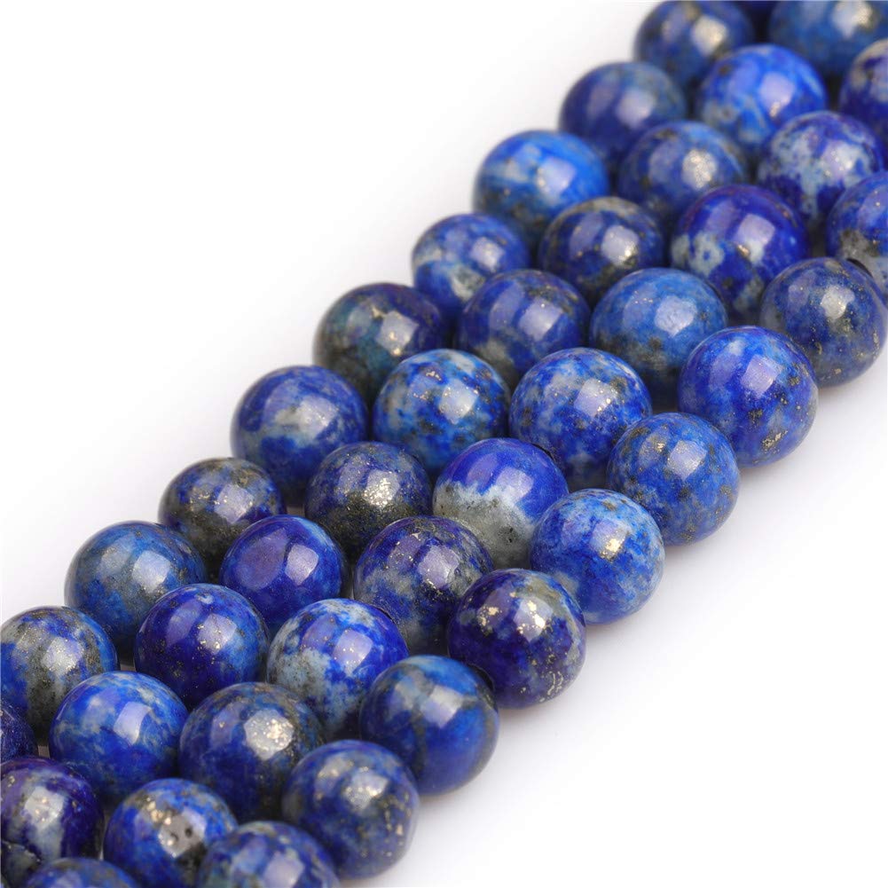 SHGbeads Natural Blue Lapis Lazuli Gemstone Round 8mm Semi Precious Loose Beads for Jewellery Making 15 Inch Big Hole