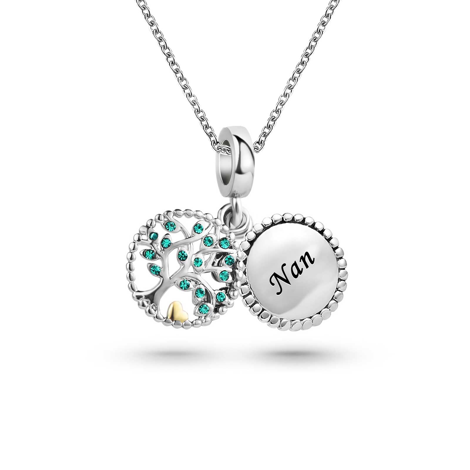 KunBead Jewelry Nan Nana Nanny Grandma Family Tree Charm Pendant Necklace Birthday Gifts from Grandchildren — image 1