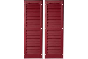 Outdoor Hardware Supply, 2 Pack, Louvered Shed Shutter or Playhouse Shutter Brick Red 9" X 27"