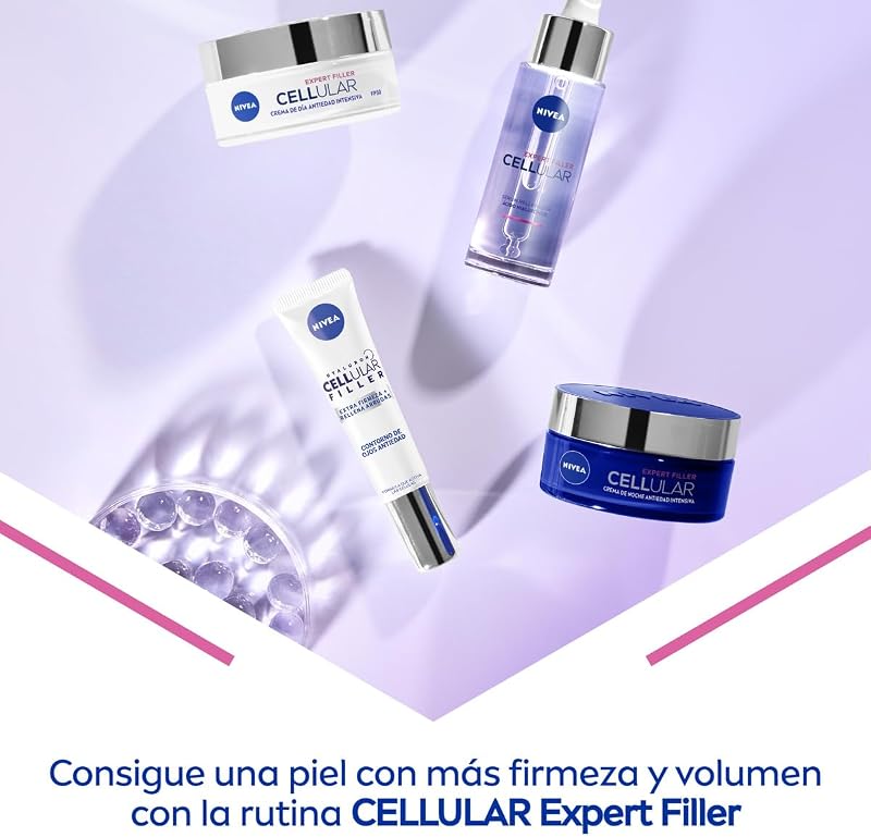 Cellular Expert Filler - Contorno de Ojos y Labios - Antiarrugas - Efecto Rellenador 24h - Con Ácido Hialurónico y Ácido Fólico - Crema Antiedad - Extra Firmeza - Todo Tipo de Pieles - 15 ml