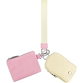 Peicees Keychain Dual Pouch Wristlet Wallet For Women Zip Around Mini Wristlet Purse Detachable Coin Pouch Portable Small
