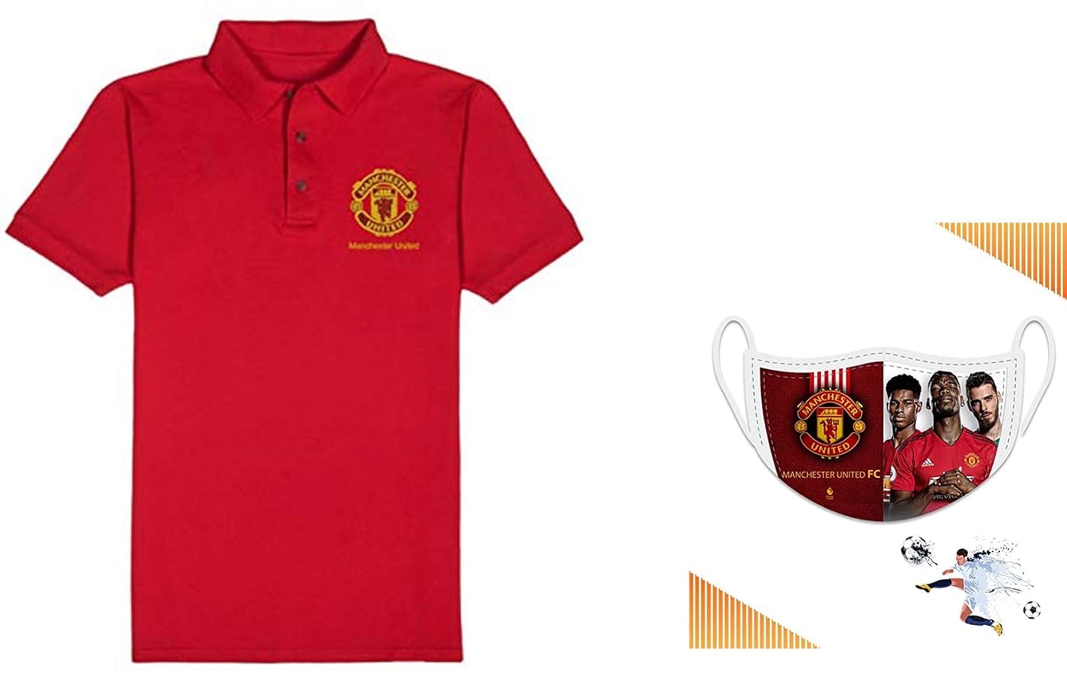 Buy Combo Official Manchester United Polo T Shirt With Official Manchester United Mask Red Small At Amazon In