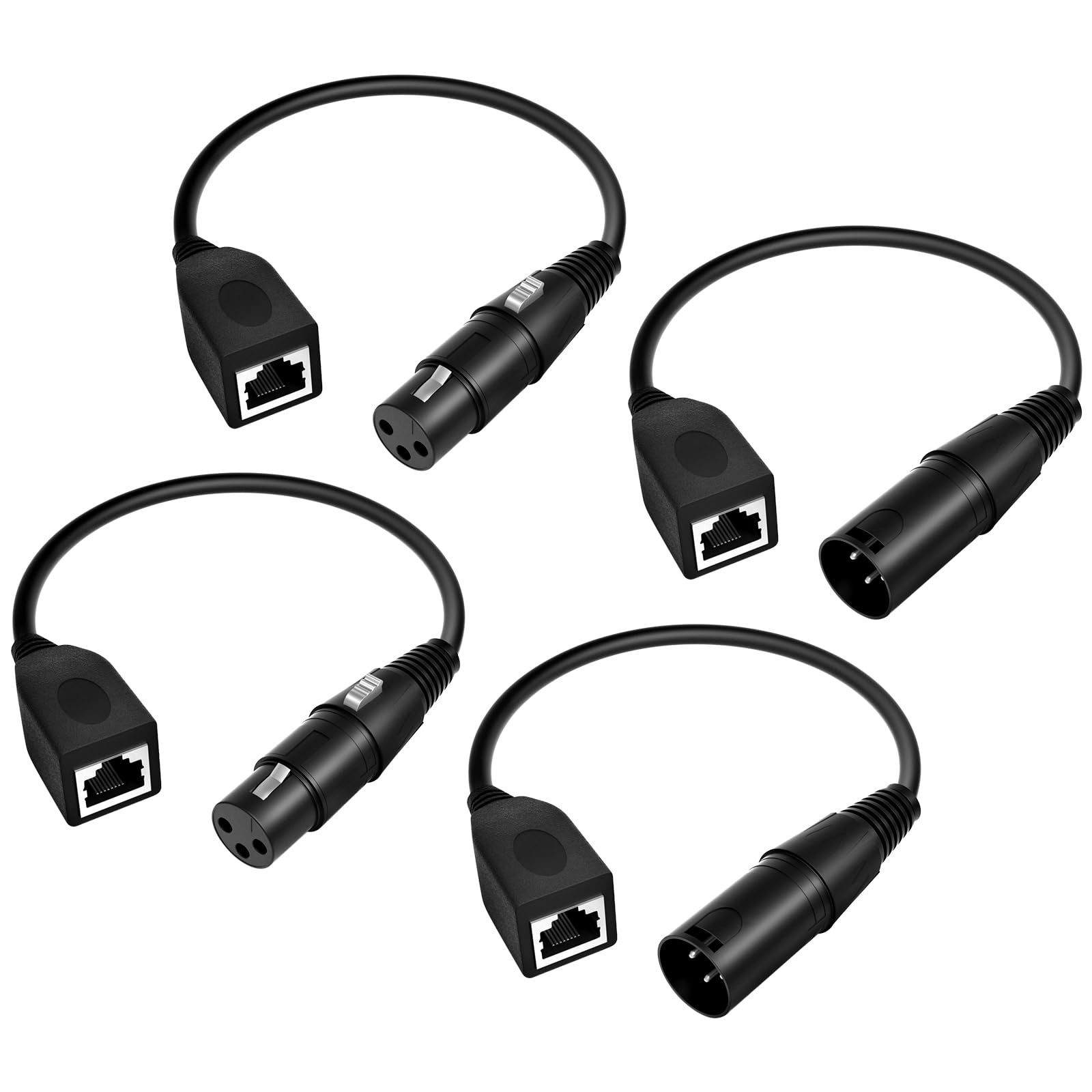 Photo 1 of 3 Pin XLR to RJ45 Adapter ?Upgraded?1ft 3 Pin DMX Male Adapter for XLR to Cat 5 Cat 6 Ethernet for DMX-CON Controller Series Stage and Recording Studio DMX to RJ45 Male and Female Adapters (4)