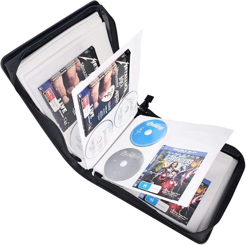 LIOVODE DVD Case 128 Discs 64 Booklets Capacity Storage Wallet Black