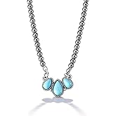 Zurlcdye Navajo Turquoise Necklace Beaded Western Necklaces for Women Ethnic Statement Jewelry Holiday Birthday Party Gift