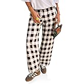 Cicy Bell Womens Wide Leg Plaid Pants Checkered Business Casual Trousers High Wiasted Baggy Palazzo Pants