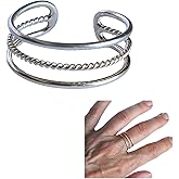 MiYa Jewelry Handmade Silver Open Adjustable Ring - Balls/Leaf/Multi Band - 925 Sterling Silver Size 7 Hug Ring for Women, Small Dainty Minimalist Ring