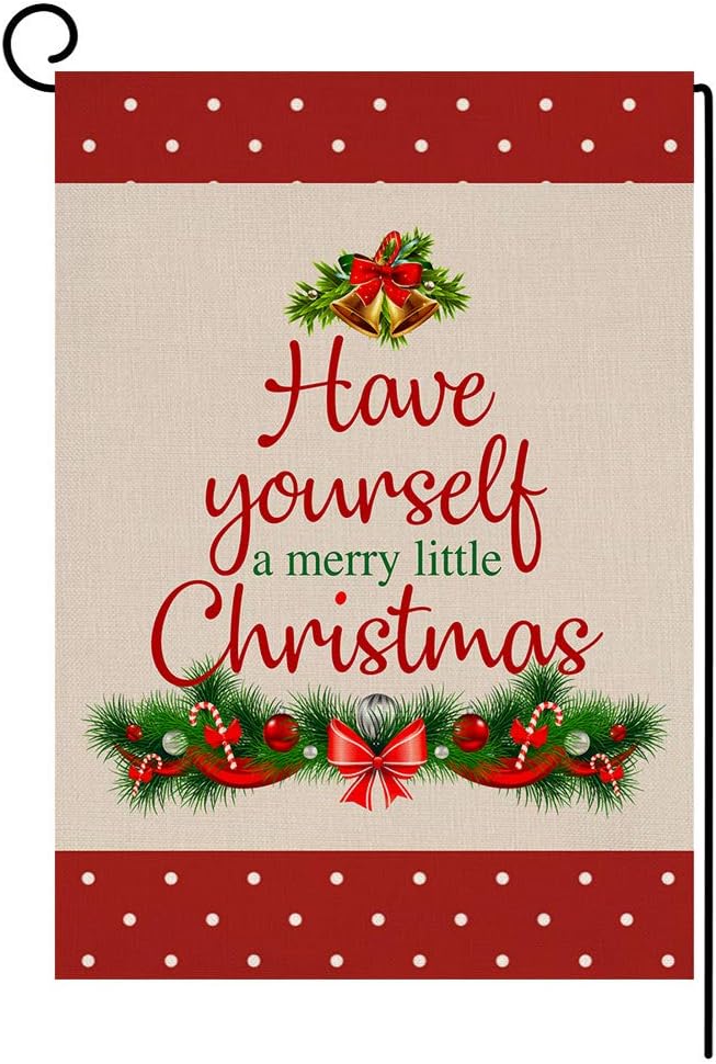 BLKWHT Little Christmas Garden Flag 12.5 x 18 Vertical Double Sided Winter Outdoor Decorations Burlap Small Yard Flag S1036