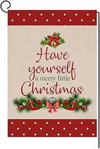 BLKWHT Little Christmas Garden Flag 12.5 x 18 Vertical Double Sided Winter Outdoor Decorations Burlap Small Yard Flag S1036