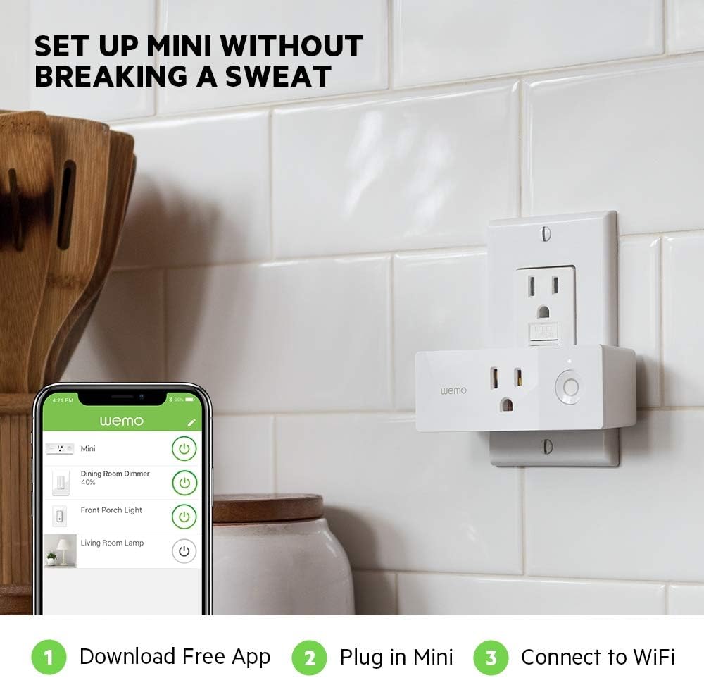 Wemo Mini Smart Plug, WiFi Enabled, Works with Alexa, Google Assistant & Apple HomeKit