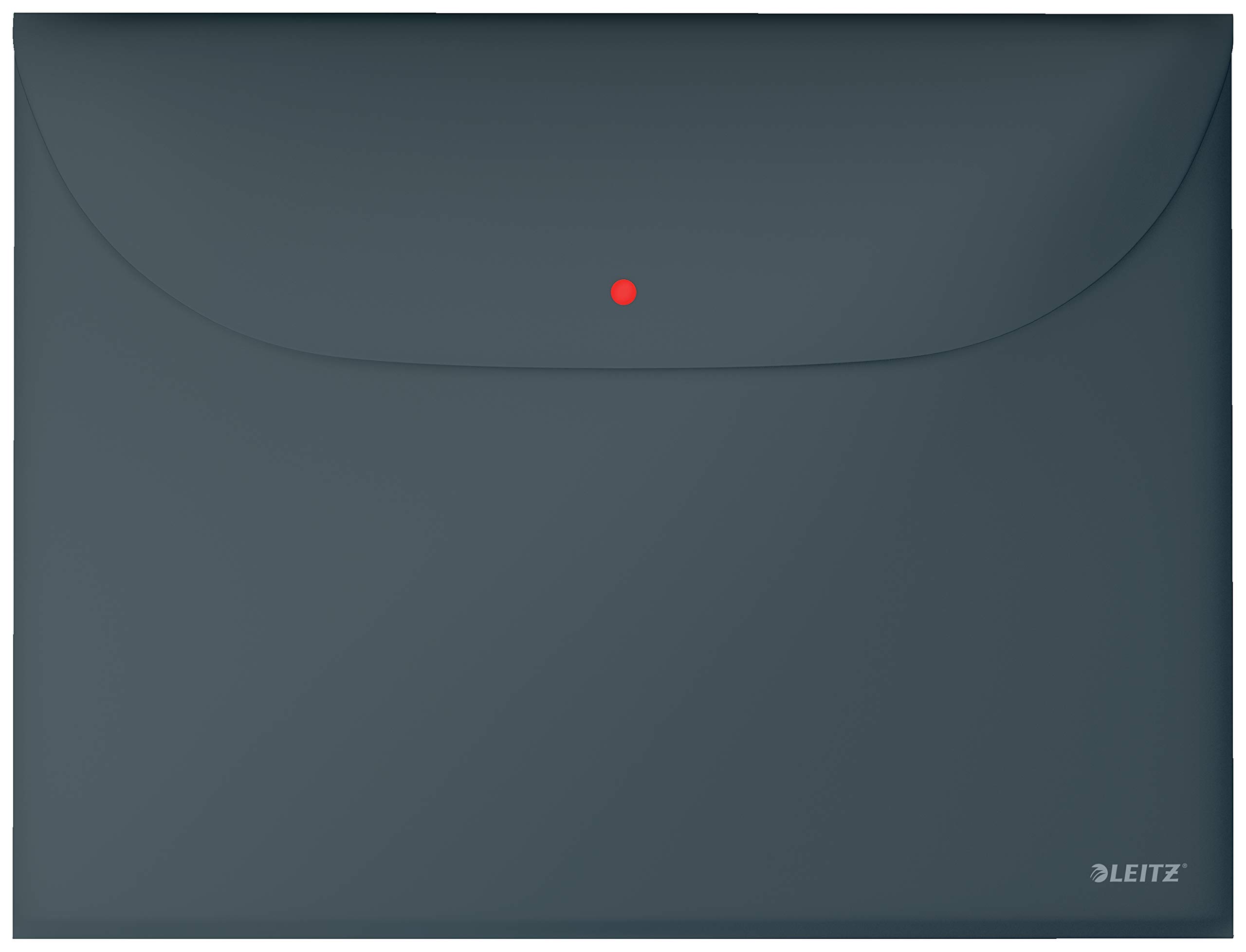 Leitz A4 Plastic Popper Wallet With 2 Pockets, 50 Sheet Capacity, Pack of 3, Cosy Range, Velvet Grey, 47090089