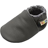YALION Baby Leather Shoes,SOFE Sole Baby Walking Shoes,Slip-on Boys Girls Slippers with Elastic Ankle,Anti-Slip Crib Shoes for Infant Toddlers