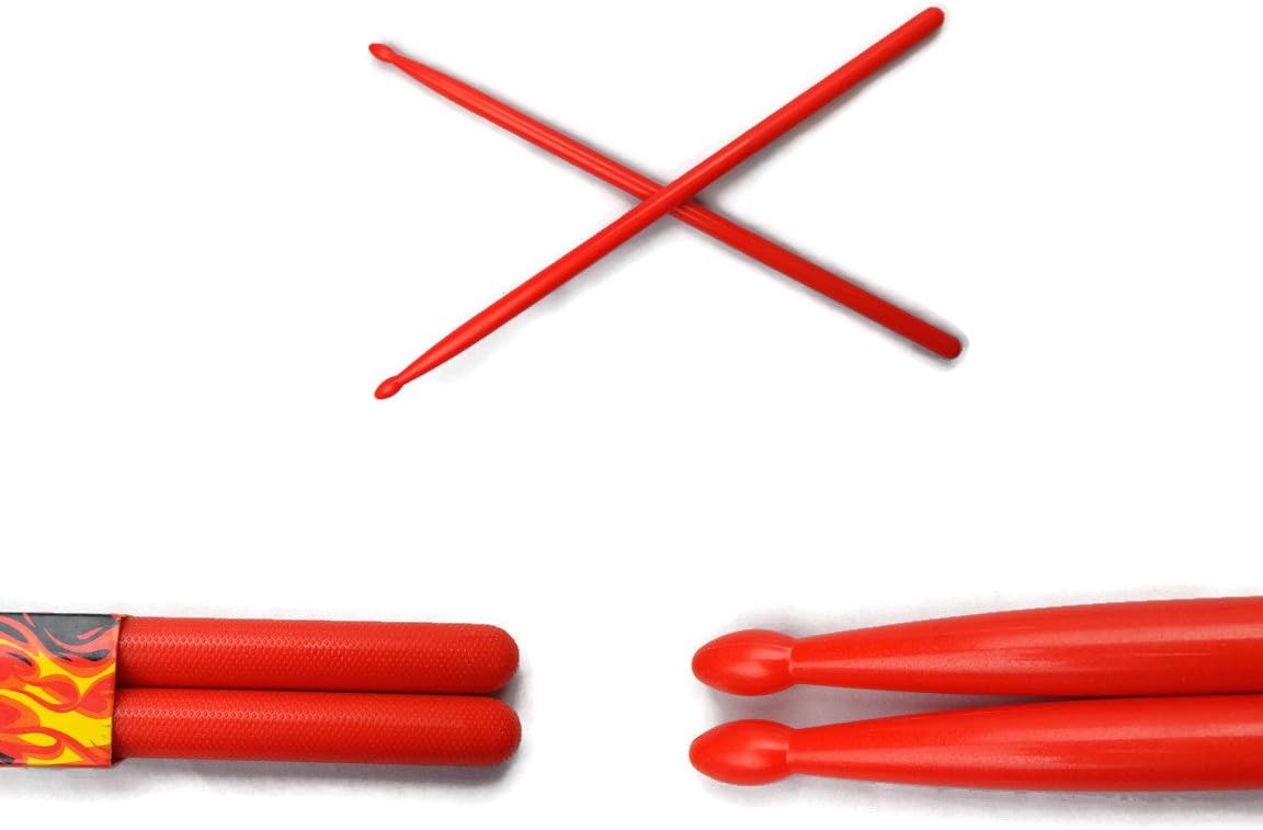 Pair 5A Red Plastic Drum Sticks Lightweight Fitness Exercise Drumsticks