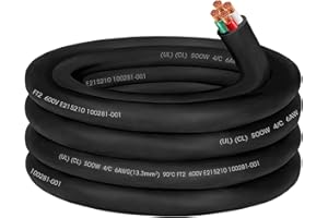 CLLOMAGY 6/4 6AWG SOOW Portable Power Cable,6 Gauge 600V Electrical Cable-4 Conductor SOOW Extension Cord for Welder Machine,Generator,Portable Light,EV Car Charger,Motor Lead, Industrial Outdoor-10ft