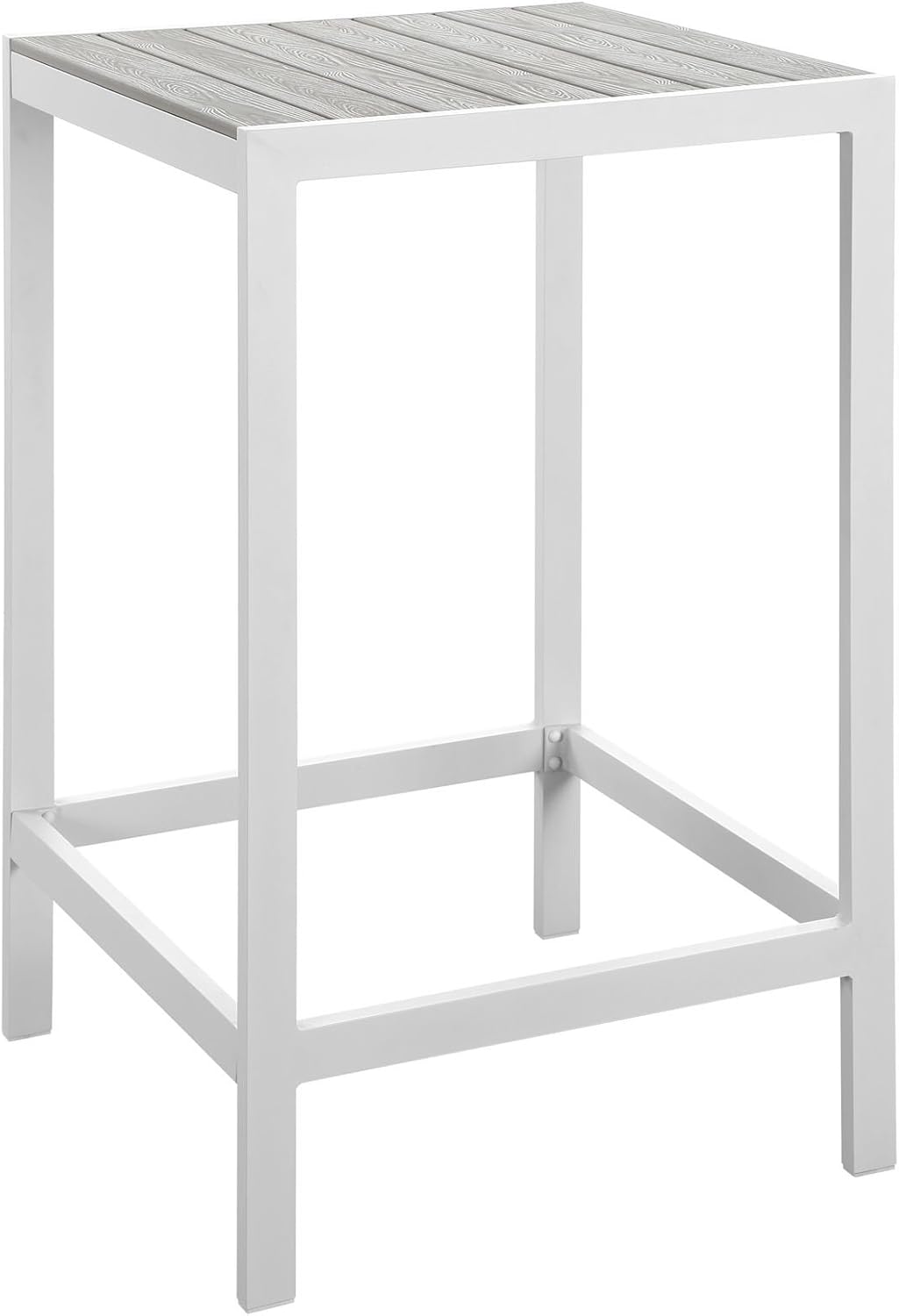 Modway Maine Aluminum Outdoor Patio Bar Table in White Light Gray: Garden & Outdoor