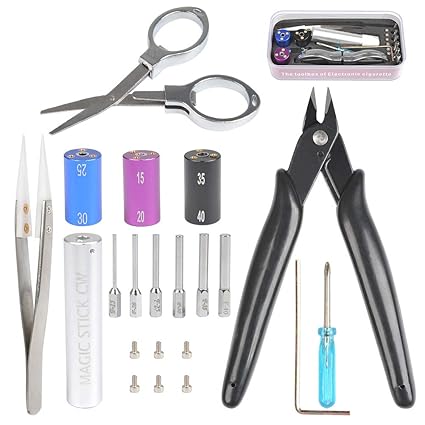 TIMESETL 8-in-1 Wickel DIY Tool Kit, DIY Wickelwerkzeug Spulenwicklung Satz für Widerstandsdraht E-Zigarette Werkzeug mit Ker