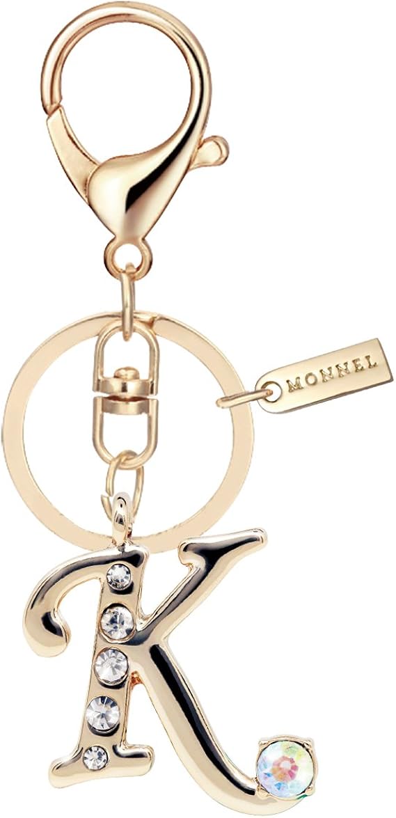 Crystal Initial Letter K Keychain with Velvet Bag MZ902
