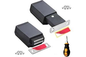 Magnetic Push to Open Cabinet Hardware CBRIVE 2 Pack Heavy Duty Push Latch & Lock for Hidden Door Touch Latches and Catch Magnet Push Release Drawer Pull Tip on RV Closet Close Strong Pop Out, Black