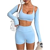 SOLY HUX Women's Tracksuit 3 Piece Outfits Cami Tops and High Waisted Biker Shorts Workout Sets