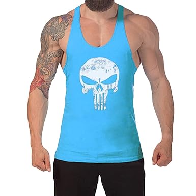 West See Herr Mann Tops Tank Tankshirt Vintage Skull Totenkopf T-Shirt Weste Muscleshirt Print