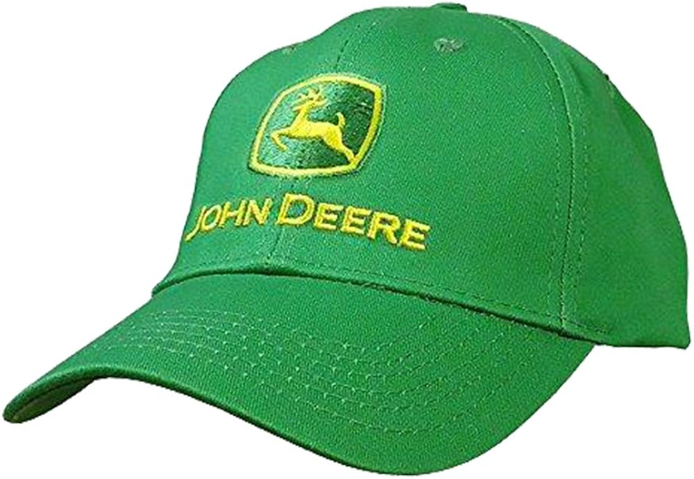 John Deere Men's Trademark Logo Core Baseball Cap, Green, Yellow Logo, One Size: John Deere: Clothing