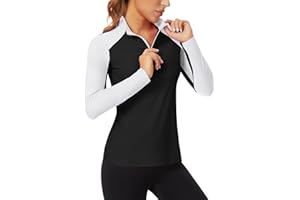 Soneven Women's Quarter Zip Polo Collared Golf Shirt Moisture Wicking Shirts Slim Fit for Casual Work