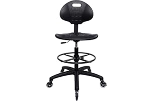 TAKE UR SEAT Deluxe Polyurethane Drafting Lab Stool Chair, 18" Adjustable Footring, 10" Adjustable Height, Heavy Duty,Shipped Within 24 Hours Rubber Casters