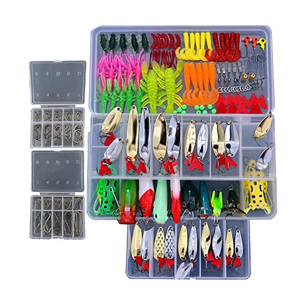 Bluenet-226-Pcs-Soft-Plastic-Fishing-lures-Tackle-Kit-Including-Bionic-Bass-Trout-Salmon-Pike-Fishing-Lure-Frog-Lures-Minnow-Popper-Pencil-Crank-Soft-Hard-Bait-Fishing-Lure-Metal-Spoon-Jig-Lure