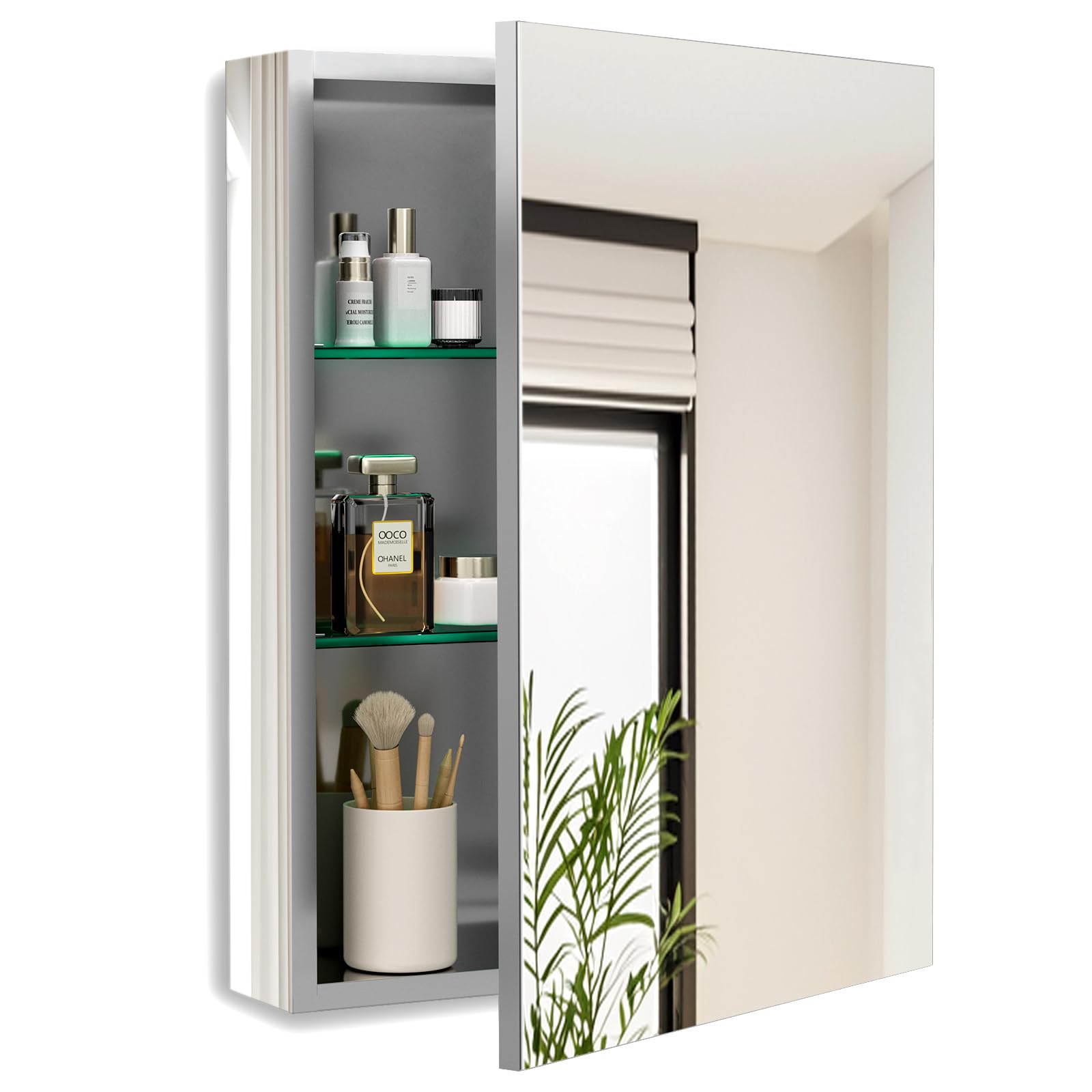 Photo 1 of 20 x 26 Inch Bathroom Medicine Cabinet with Beveled Edge Mirrored Door,Medicine Cabinet,Bathroom Mirror Cabinet,Home Medicine Cabinets with 2 Adjustable Shelves, Recessed or Surface Mount Installation