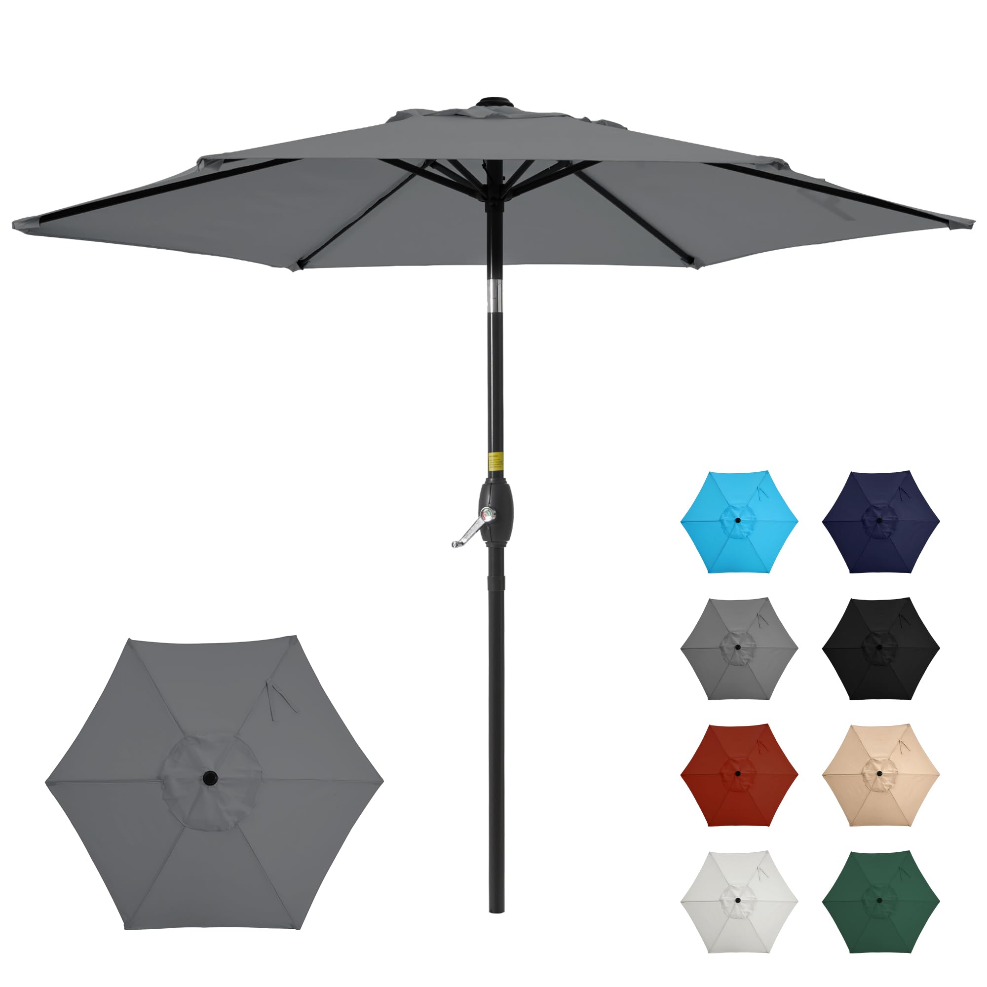 Photo 1 of ***It is used, it is missing a piece and it is not known if it is 100% functional.***SUNVIVI OUTDOOR 7.5' Outdoor Patio Umbrella, Patio Umbrella, Market Umbrella, Aluminum Pole Umbrella with Push Button Tilt and Crank, 6 Ribs, Polyester Canopy, Grey