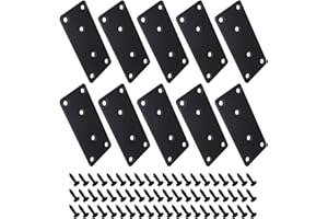 WYSUMMER Black Flat Straight Brace,20Pcs Metal Mending Brackets Straight Corner Braces Straight Brackets with 40Pcs Screws (Black, 10Pcs 40mm*80mm/1.57in*3.15in)
