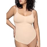 PUMIEY Shapewear Bodysuit for Women Tummy Control V-Neck With Open Gusset Hourglass Collection