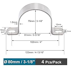 FamlTol OD 3-1/8" Conduit Clamp 304 SS Pipe Support