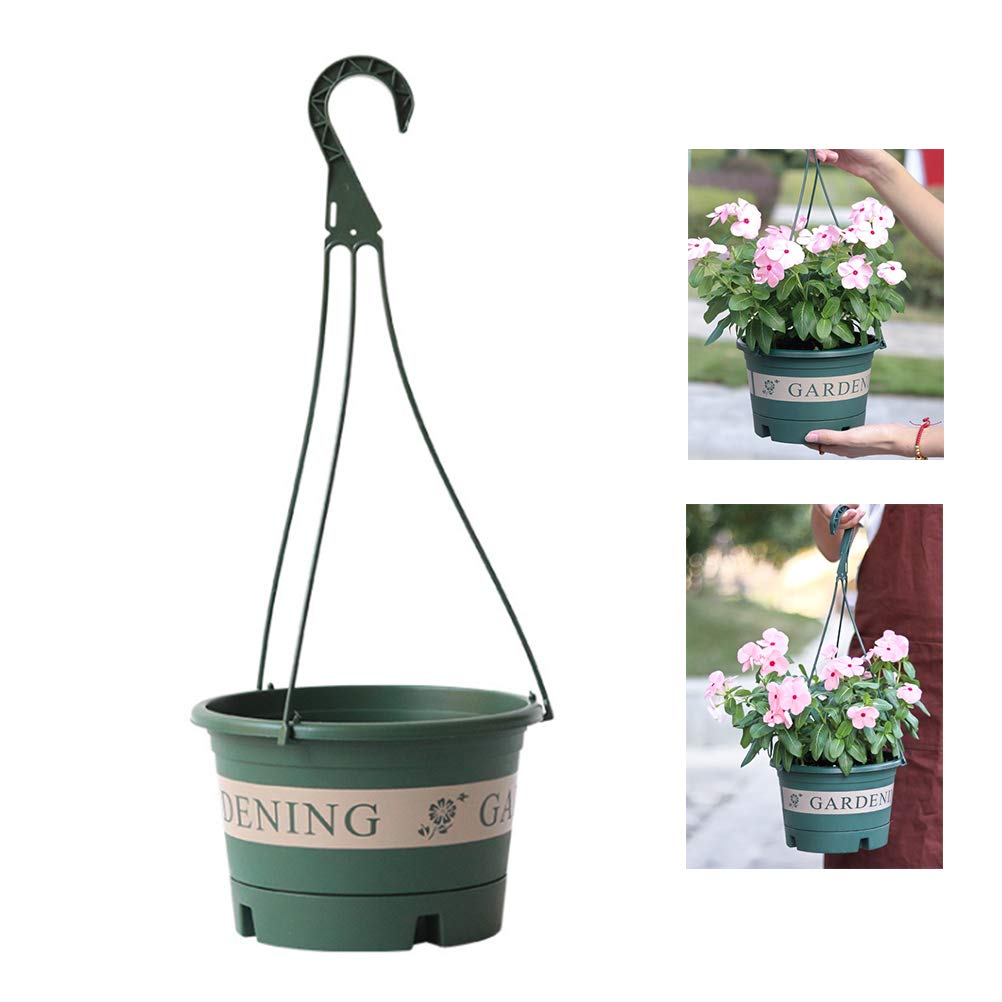 Breale Plastic Garden Hanging Pot Flower Planter Hanger Basket Balcony Flower Holder with Hooks for Home Garden Decoration