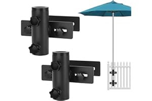 SLIIMU Umbrella Stand for Deck Railing, Patio Fence Umbrella Holder Clamp Outdoor, Adjustable Deck Post Parasol Mount Bracket