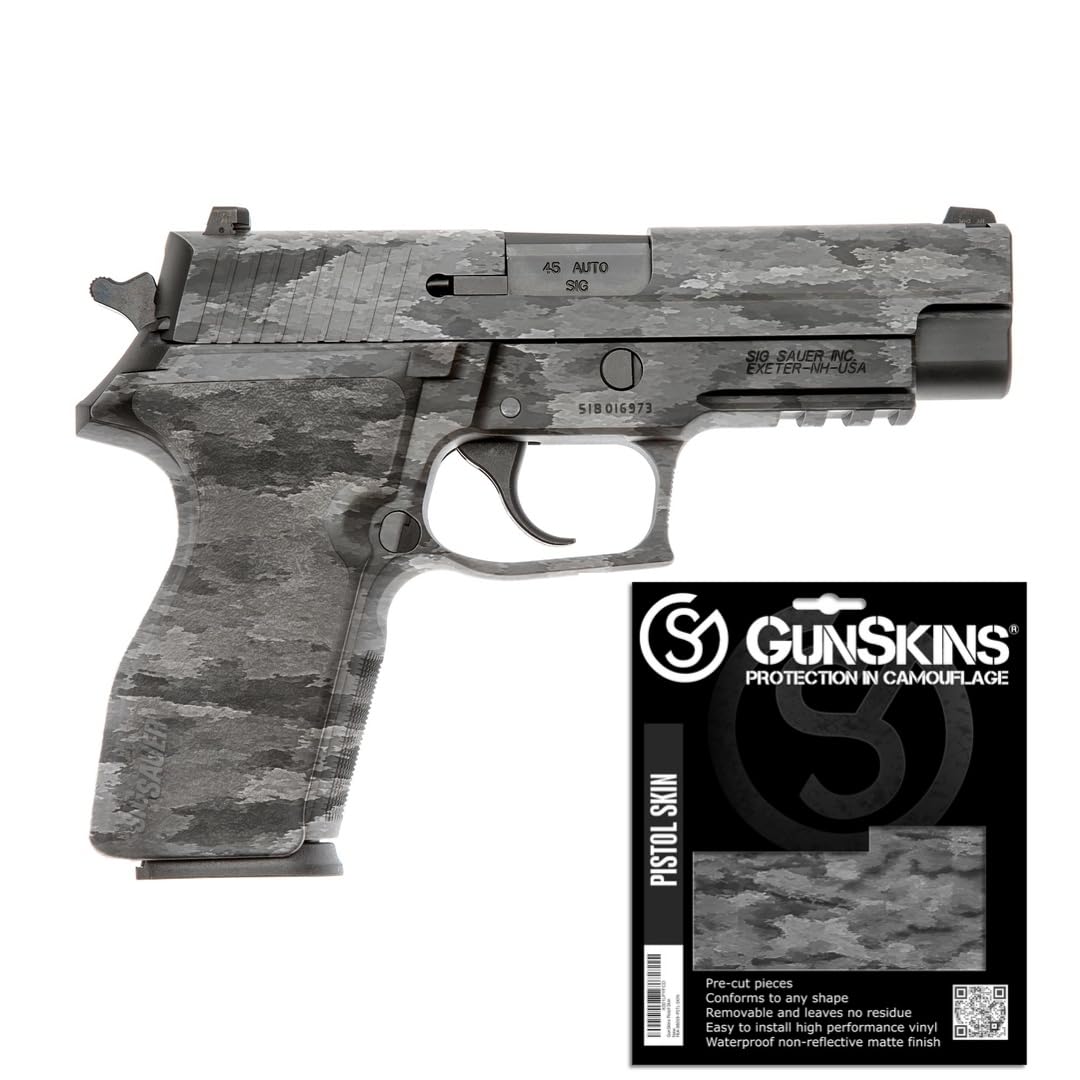 GunSkins Pistol Skin - Premium Vinyl Gun Wrap with Precut Pieces - Easy to Install and Fits Any Handgun - 100% Waterproof Non-Reflective Matte Finish - A-TACS Ghost