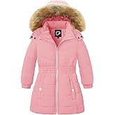 Garemcy Girls Winter Coat Long Warm Waterproof Fleece Lined Puffer Jacket With Detachable Hood & Fur Trim
