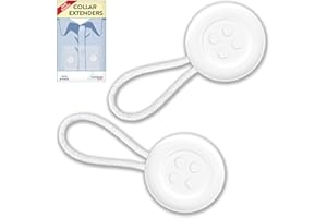 Wardrobe Hackers Collar Extenders for Mens Shirts (Soft Elastic Design 2-Pack) Neck Relief for Tight Collars for Dress Shirts - White Button Expanders