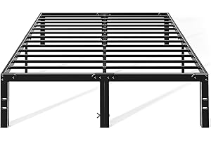 OLIXIS Metal King Bed Frame - 14in High with Storage Space, No Box Spring Needed with Sturdy Steel Slat Support, 2200LBS Heavy Duty for Easy Assembly, Black for Bedroom