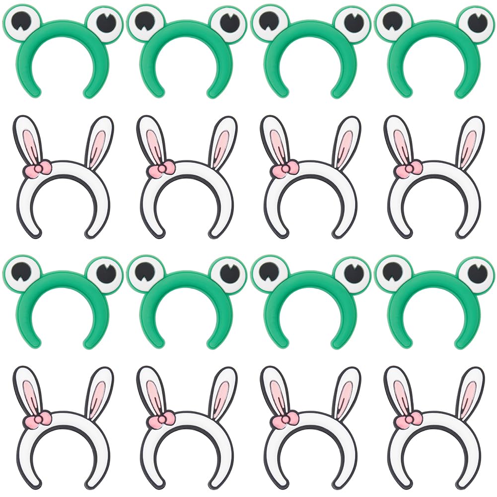 SUNNYCLUE 1 Box 16Pcs Silicone Focal Beads Bulk Cute Cartoon Silicone Beads Rabbit Ear Frog Animal Rubber Loose Bead Spacers for Jewellery Making Bracelets Necklace Pens Keychains Lanyard DIY Crafts